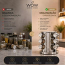 Porta Tempero Inox Giratório Vidro 12 Potes 360