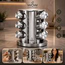 Porta Tempero Inox Giratório Vidro 12 Potes 360